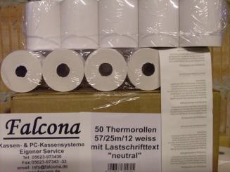 Bonrollen Thermopapier 57/25m mit Lastschrifttext 