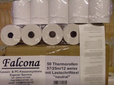 Bonrollen Thermopapier 57/25m mit Lastschrifttext 