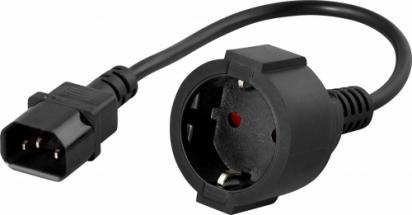 IEC Adapterkabel C14 auf Schutzkontakt 0,2 m 