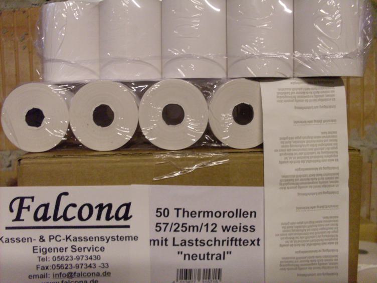 Bonrollen Thermopapier 57/25m mit Lastschrifttext 