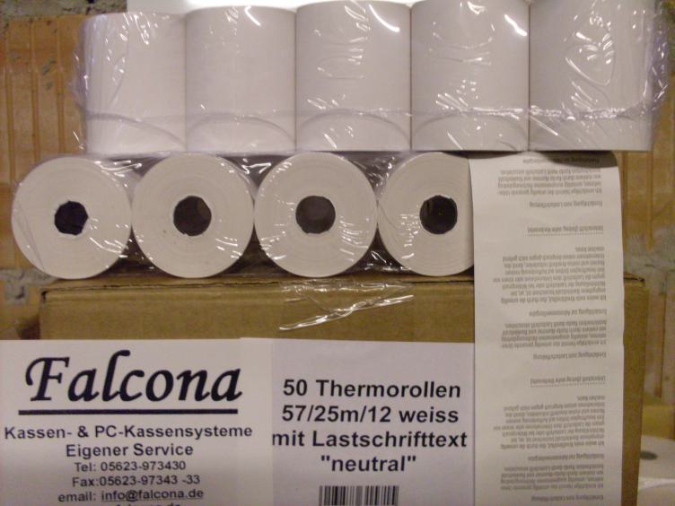 Bonrollen Thermopapier 57/25m mit Lastschrifttext 
