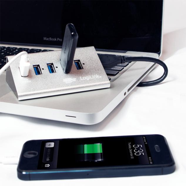 USB3.0 HUB 5Port SuperSpeed 1x USB Power passiv LogiLink Silver 