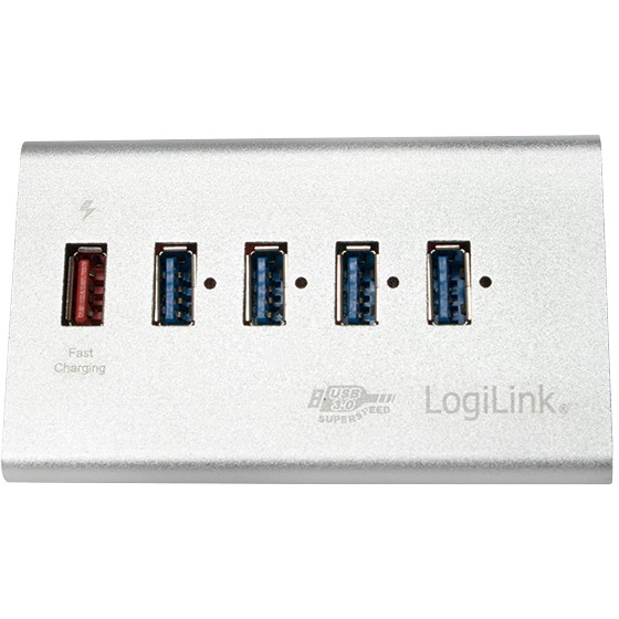 USB3.0 HUB 5Port SuperSpeed 1x USB Power passiv LogiLink Silver 