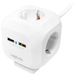 USB Charger Power Cube Steckdose AC 250V 2xUSB 4xSteckdose Kabellänge 1,4m LogiLink White 
