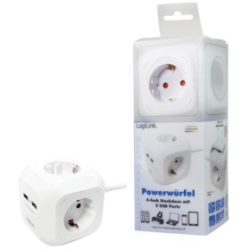 USB Charger Power Cube Steckdose AC 250V 2xUSB 4xSteckdose Kabellänge 1,4m LogiLink White 